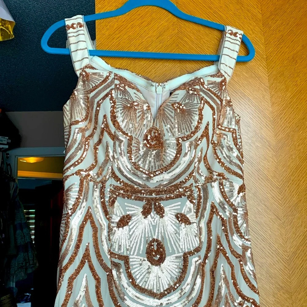Sequins beige rose gold prom/special occasion dress - Picture 1 of 5
